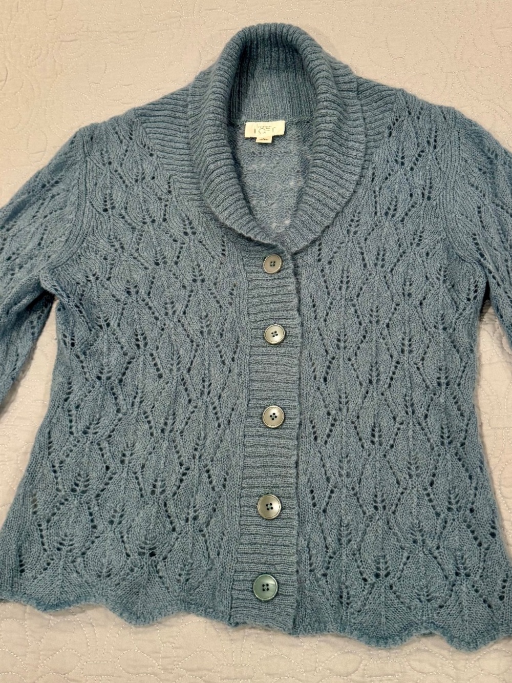 ANN TAYLOR LOFT SLATE BLUE GREY SWEATER SIZE L